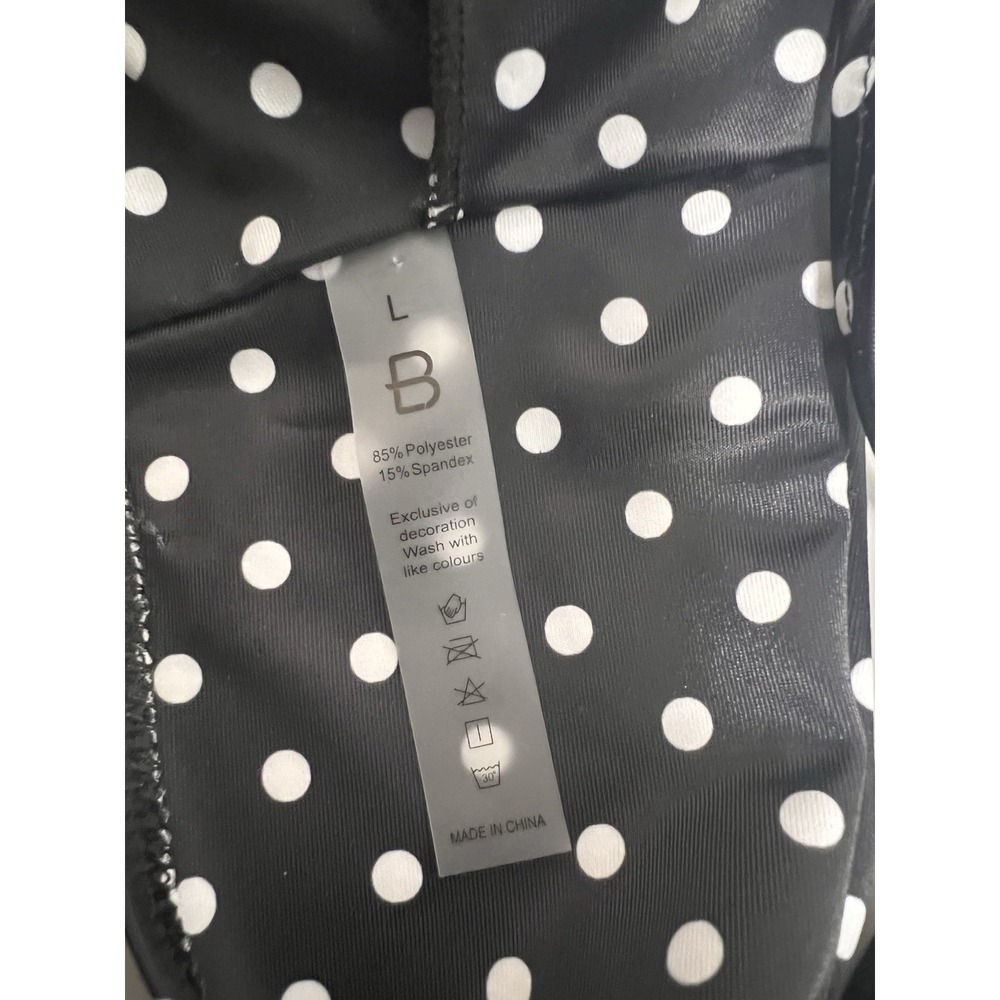 Bloom Size Large Black White Polkadot Adjustable Padded Chic Tankini Top - Picture 6 of 8